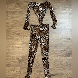 Fashion Nova Brown and Black Leopard Print Jumpsuit